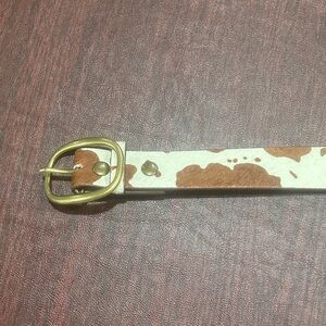 Cowhide Belt with Gold Buckle